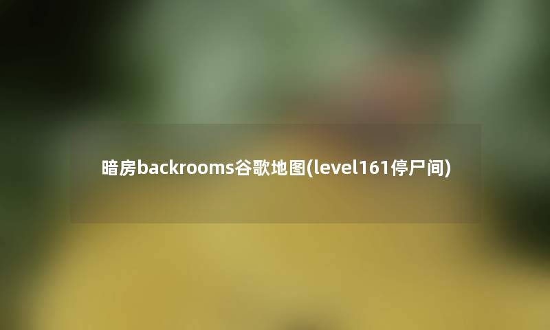 暗房backrooms谷歌地图(level161停尸间)