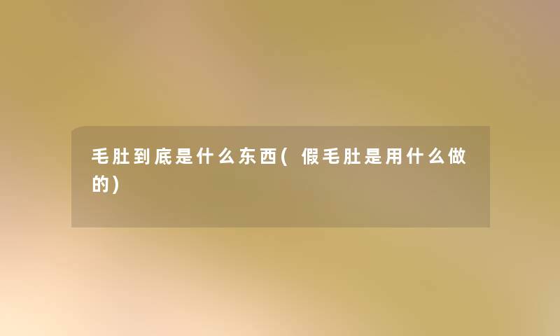 毛肚到底是什么东西(假毛肚是用什么做的)