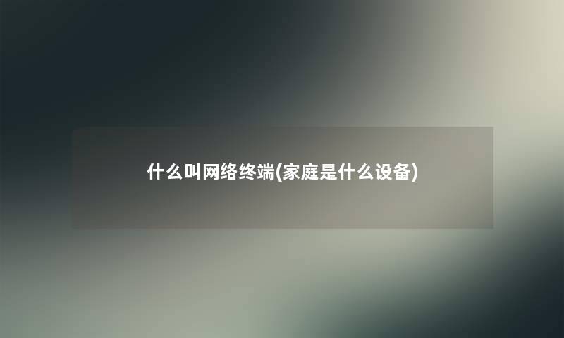 什么叫网络终端(家庭是什么设备)