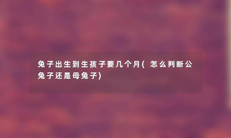 兔子出生到生孩子要几个月(怎么判断公兔子还是母兔子)