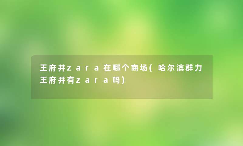 王府井zara在哪个商场(哈尔滨群力王府井有zara吗)