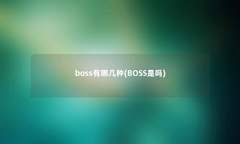 boss有哪几种(BOSS是吗)