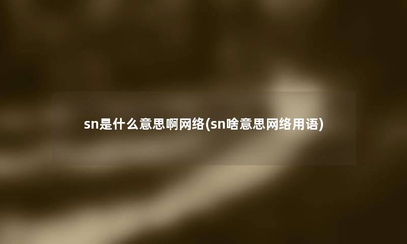 sn是什么意思啊网络(sn啥意思网络用语)