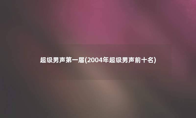 超级男声第一届(2004年超级男声前十名)