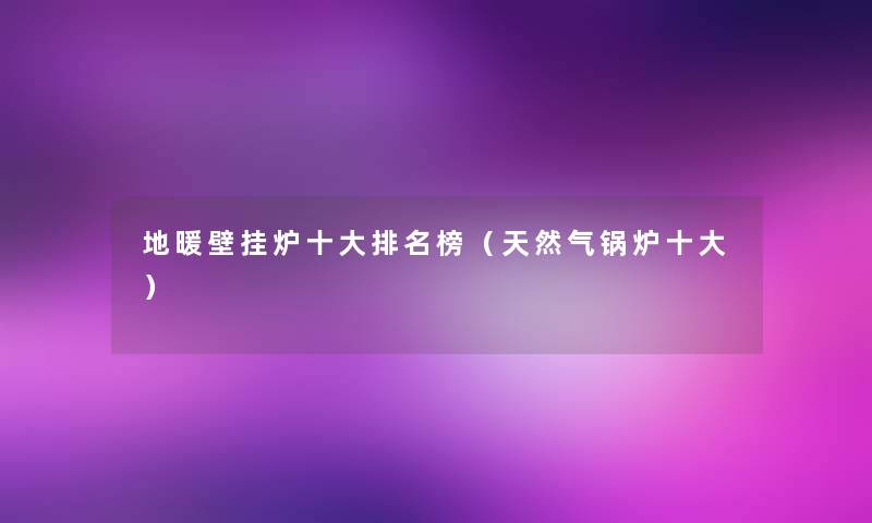 地暖壁挂炉一些推荐榜（天然气锅炉一些）