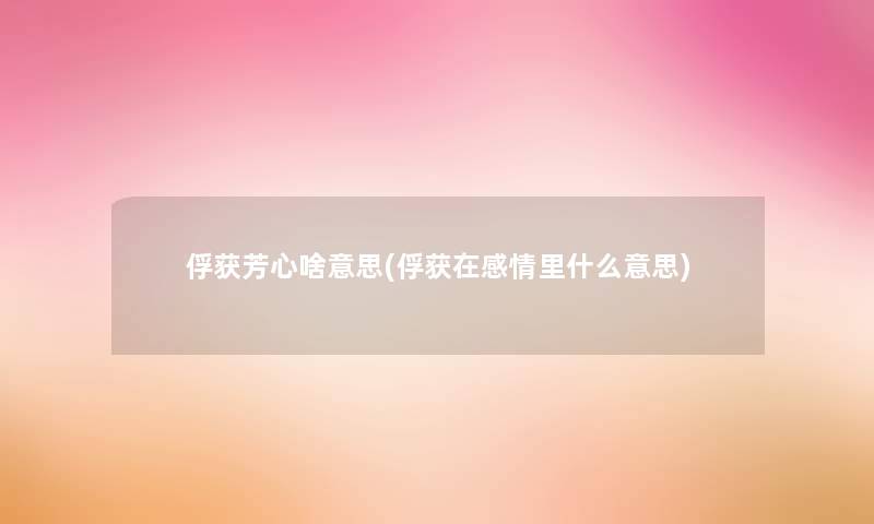 俘获芳心啥意思(俘获在感情里什么意思)