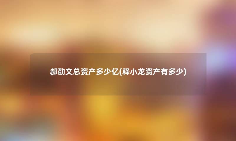 郝劭文总资产多少亿(释小龙资产有多少)