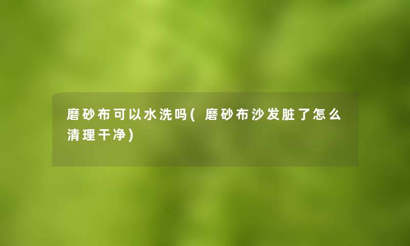 磨砂布可以水洗吗(磨砂布沙发脏了怎么清理干净)