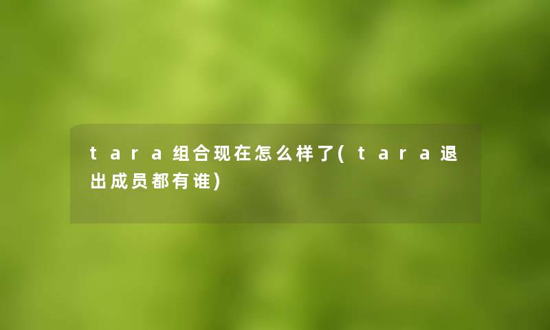 tara组合怎么样了(tara退出成员都有谁)