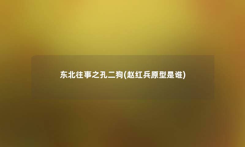 东北往事之孔二狗(赵红兵原型是谁)