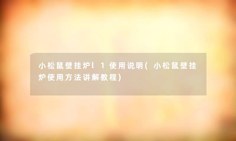 小松鼠壁挂炉l1使用说明(小松鼠壁挂炉使用方法讲解教程) 小松鼠壁挂炉l1使用说明(小松鼠壁挂炉使用方法讲解教程)